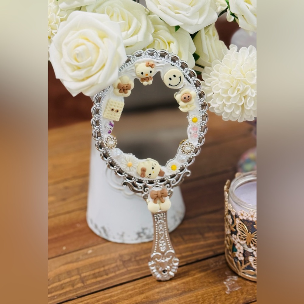 Decorative Hand Mirror with Cute Charms